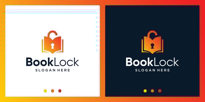 Open book logo design inspiration with padlock design logo. Premium Vector