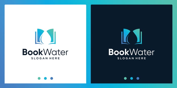 Open book logo design inspiration with water design logo. Premium Vector