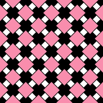 Seamless pattern lattice diagonal square tickle pink and black color. vector