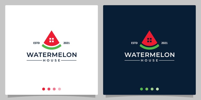 watermelon with house building logo vector illustration design