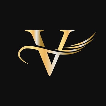 Letter V Logo Design Template Concept With Fashion Wing Concept vector