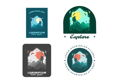 silhouette flat illustration of a mountain climber standing on top of a hill vector