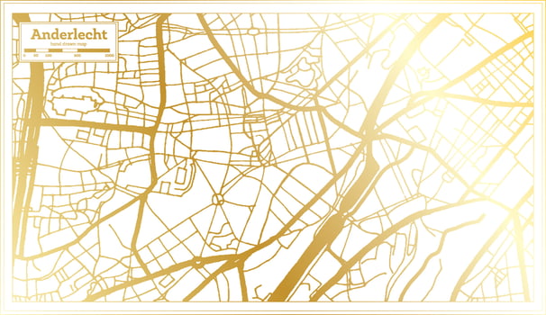 Anderlecht Belgium City Map in Retro Style in Golden Color. Outline Map. vector
