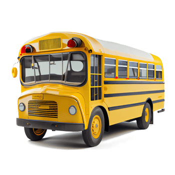 cute yellow school bus on transparent background png