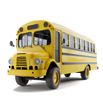 cute yellow school bus on transparent background png