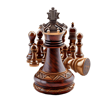 King and soldier chess pieces on transparent background. leadership concept png