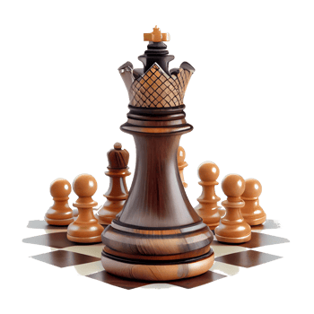 King and soldier chess pieces on transparent background. leadership concept png
