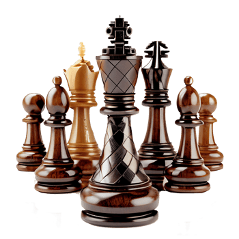 King and soldier chess pieces on transparent background. leadership concept png