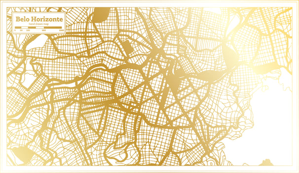 Belo Horizonte Brazil City Map in Retro Style in Golden Color. Outline Map. vector