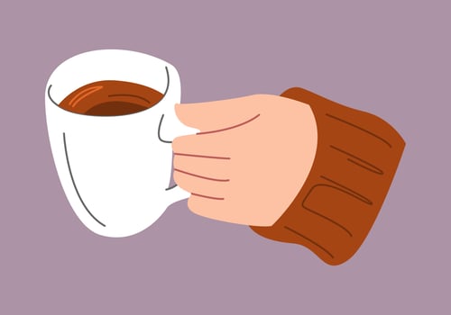 hand holding coffee. concept of drink, work, breakfast, morning, etc. Perfect for print, sticker. vector illustration in flat style.