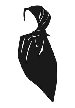 silhouette of hijab muslim woman. veil, women's headscarf. concept of clothing, religion, ramadan, fashion, women. for print, sticker, pattern, etc. black and white vector illustration.