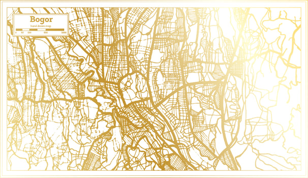 Bogor Indonesia City Map in Retro Style in Golden Color. Outline Map. vector