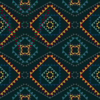 Geometric ethnic pattern with square triangle diagonal abstract ornament design for clothing fabric textiles printing, handcraft, embroidery, carpet, curtain, batik, wallpaper wrapping, vector drawing
