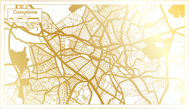 Campinas Brazil City Map in Retro Style in Golden Color. Outline Map. vector