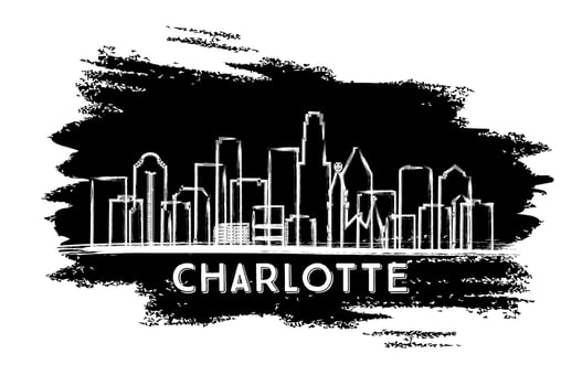 Charlotte North Carolina USA City Skyline Silhouette. Hand Drawn Sketch. vector