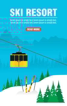 Ski resort. Winter web banner concept design flat vector