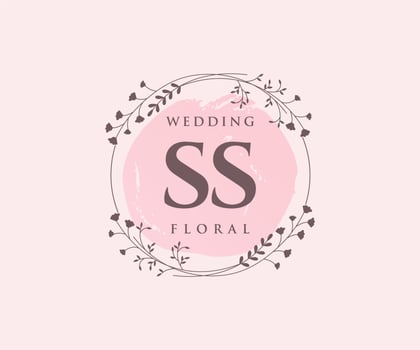SS Initials letter Wedding monogram logos template, hand drawn modern minimalistic and floral templates for Invitation cards, Save the Date, elegant identity. vector