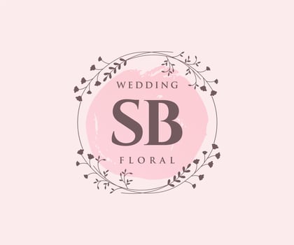 SB Initials letter Wedding monogram logos template, hand drawn modern minimalistic and floral templates for Invitation cards, Save the Date, elegant identity. vector