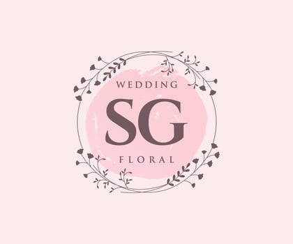 SG Initials letter Wedding monogram logos template, hand drawn modern minimalistic and floral templates for Invitation cards, Save the Date, elegant identity. vector