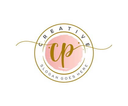 initial CP Feminine logo beauty monogram and elegant logo design, handwriting logo of initial signature, wedding, fashion, floral and botanical with creative template. vector