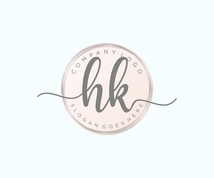 Initial HK feminine logo. Usable for Nature, Salon, Spa, Cosmetic and Beauty Logos. Flat Vector Logo Design Template Element.