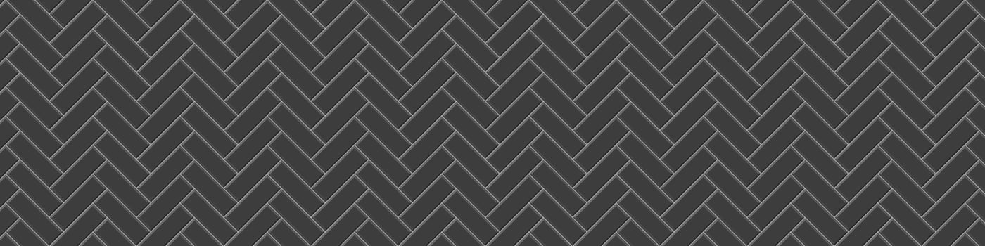 Black herringbone metro tile seamless pattern. Subway stone or ceramic brick wall background. Kitchen backsplash or bathroom floor texture vector