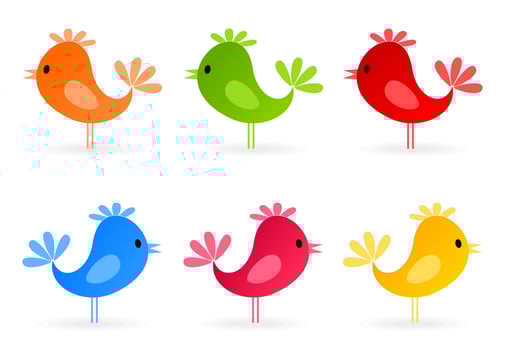 Set of small cheerful birdies. A vector illustration