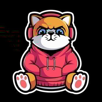 Cute cool cats wearing hoodie with headphone vector cartoon illustration