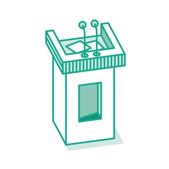 Speech Podium with Two Microphones. Outline Rostrum or Tribune. vector