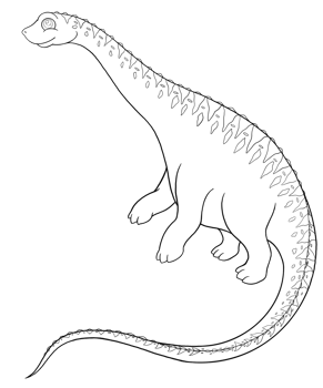 Doodle of an Argentinosaurus Dinosaur is Illustrated as a Cartoon Character in a Coloring Book for Kids png