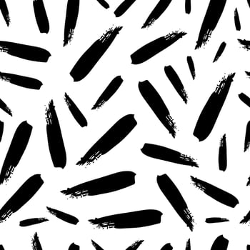 Seamless pattern with dark hand drawn scribble smear on white background. Abstract grunge texture. Vector illustration