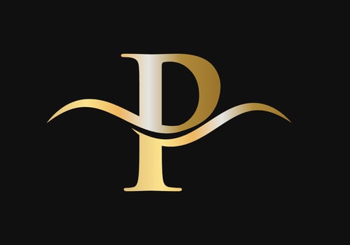 Letter P Logo Design with Water Wave Concept vector