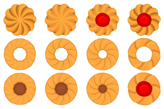 Big set homemade cookie different taste in pastry biscuit vector