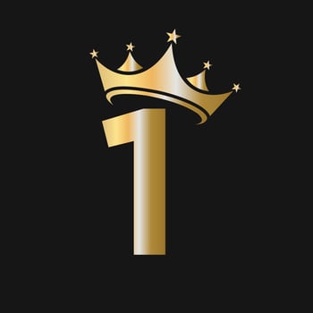 Letter 1 Crown Logo for Beauty, Fashion, Star, Elegant, Luxury Sign vector
