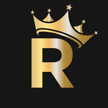 Letter R Crown Logo for Beauty, Fashion, Star, Elegant, Luxury Sign vector