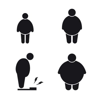 Set of isolated black icons on a theme fat man vector