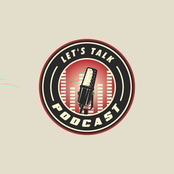 microphone emblem logo vintage vector illustration template icon graphic design. podcast station sign or symbol for broadcast or radio concept with retro circle badge typography style