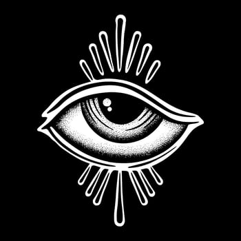 Eye vintage art Illustration hand drawn black and white vector for tattoo, sticker, logo etc