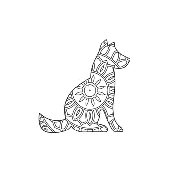 Vector mandala cat coloring page for kids and adult