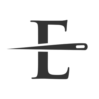 Initial Letter E Tailor Logo, Needle and Thread Combination for Embroider, Textile, Fashion, Cloth, Fabric Template vector