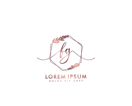 Initial FG Feminine logo beauty monogram and elegant logo design, handwriting logo of initial signature, wedding, fashion, floral and botanical with creative template vector