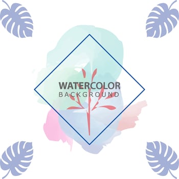 minimalist design background in soft rainbow pastel color. Square abstract brush watercolor banner template for social media post, cover, poster, gift card, brochure, flyer, invitation, placard vector