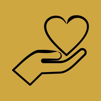 Icon hand and heart. Valentine day celebration elements. Icons in hand drawn style. Good for prints, posters, logo, party decoration, greeting card, etc. vector
