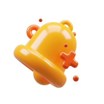 3D Rendering golden notification bell png