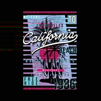 california beach abstract graphic vector t shirt print