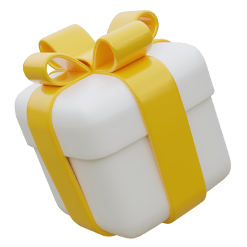 3D Gift Box with Yellow Ribbon. png