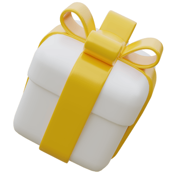 3D Gift Box with Yellow Ribbon. png