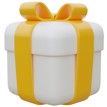 3D Gift Box with Yellow Ribbon. png
