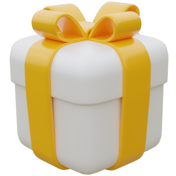 3D Gift Box with Yellow Ribbon. png