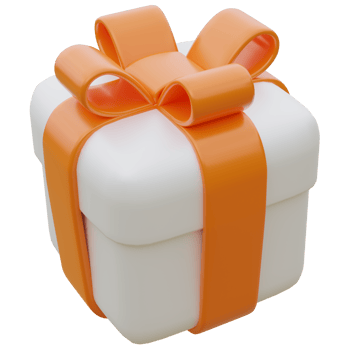 3D Gift Box with Orange Ribbon. png
